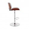 Brock Adjustable Gray Faux Leather and Walnut Wood with Chrome Finish Bar Stool 003