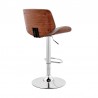 Brock Adjustable Gray Faux Leather and Walnut Wood with Chrome Finish Bar Stool 004