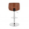 Brock Adjustable Gray Faux Leather and Walnut Wood with Chrome Finish Bar Stool 005