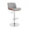 Brock Adjustable Gray Faux Leather and Walnut Wood with Chrome Finish Bar Stool 001