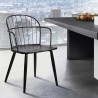 Armen Living Bradley Steel Framed Side Chair in Black Powder Coated Finish and Black Brushed Wood