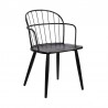 Armen Living Bradley Steel Framed Side Chair in Black Powder Coated Finish and Black Brushed Wood Front