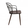 Armen Living Bradley Steel Framed Side Chair in Black Powder Coated Finish and Walnut Glazed Side