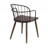 Armen Living Bradley Steel Framed Side Chair in Black Powder Coated Finish and Walnut Glazed Back