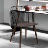 Armen Living Bradley Steel Framed Side Chair in Black Powder Coated Finish and Walnut Glazed