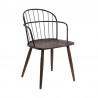 Armen Living Bradley Steel Framed Side Chair in Black Powder Coated Finish and Walnut Glazed Side