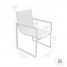 Armen Living Bistro Outdoor Patio Dining Chair In Grey Powder Coated Finish With Grey Sling Textilene And Grey Wood Accent Arms - Seat Dimension
