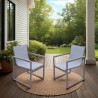 Armen Living Bistro Outdoor Patio Dining Chair In Grey Powder Coated Finish With Grey Sling Textilene And Grey Wood Accent Arms - Set of 2 04