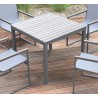 Armen Living Bistro Outdoor Patio Dining Table in Grey Powder Coated Finish with Grey Wood Top