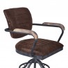 Armen Living Brice Modern Office Chair In Industrial Gray Finish And Brown Fabric With Pine Wood Arms 06