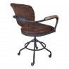 Brice Modern Office Chair in Industrial Grey Finish and Brown Fabric with Pine Wood Arms - Back Angle