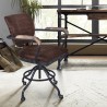 Brice Modern Office Chair in Industrial Grey Finish and Brown Fabric with Pine Wood Arms - Lifestyle
