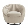 Bella Biege Velvet Swivel Accent Chair with Black Base 4