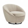 Bella Biege Velvet Swivel Accent Chair with Black Base 2