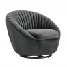 Bella Dark Gray Velvet Swivel Accent Chair with Black Base 1
