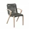 Brielle Outdoor Patio Eucalyptus Wood Dining Chairs in Dark Finish with Charcoal Rope - Front - Brielle Outdoor Patio Eucalyptus Wood Dining Chairs in Dark Finish with Charcoal Rope - Front