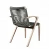 Brielle Outdoor Patio Eucalyptus Wood Dining Chairs in Dark Finish with Charcoal Rope - Back Angle - Brielle Outdoor Patio Eucalyptus Wood Dining Chairs in Dark Finish with Charcoal Rope - Back Angle