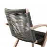 Brielle Outdoor Patio Eucalyptus Wood Dining Chairs in Dark Finish with Charcoal Rope - Back Close-Up