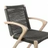 3Brielle Outdoor Patio Eucalyptus Wood Dining Chairs in Dark Finish with Charcoal Rope - Close-Up - 3Brielle Outdoor Patio Eucalyptus Wood Dining Chairs in Dark Finish with Charcoal Rope - Close-Up