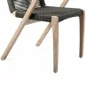 Brielle Outdoor Patio Eucalyptus Wood Dining Chairs in Dark Finish with Charcoal Rope - Leg Close-Up - Brielle Outdoor Patio Eucalyptus Wood Dining Chairs in Dark Finish with Charcoal Rope - Leg Close-Up