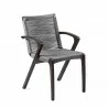 Brielle Outdoor Patio Eucalyptus Wood Dining Chairs in Light Finish with Charcoal Rope - Angled - Brielle Outdoor Patio Eucalyptus Wood Dining Chairs in Light Finish with Charcoal Rope - Angled