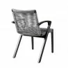 Brielle Outdoor Patio Eucalyptus Wood Dining Chairs in Light Finish with Charcoal Rope - Back Angle - Brielle Outdoor Patio Eucalyptus Wood Dining Chairs in Light Finish with Charcoal Rope - Back Angle
