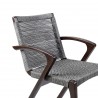 Brielle Outdoor Patio Eucalyptus Wood Dining Chairs in Light Finish with Charcoal Rope - Close-Up
