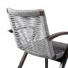 Brielle Outdoor Patio Eucalyptus Wood Dining Chairs in Light Finish with Charcoal Rope - Back Angle