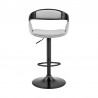 Benson Adjustable Gray Faux Leather and Black Wood Bar Stool with Black Base 001
