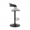 Benson Adjustable Gray Faux Leather and Black Wood Bar Stool with Black Base 003