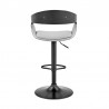 Benson Adjustable Gray Faux Leather and Black Wood Bar Stool with Black Base 002