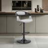 Benson Adjustable Gray Faux Leather and Black Wood Bar Stool with Black Base 008