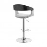  Benson Adjustable Gray Faux Leather and Black Wood Bar Stool with Chrome Base 001