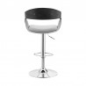 Benson Adjustable Gray Faux Leather and Black Wood Bar Stool with Chrome Base 003