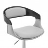  Benson Adjustable Gray Faux Leather and Black Wood Bar Stool with Chrome Base 005