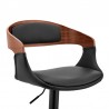 Benson Adjustable Black Faux Leather and Walnut Wood Bar Stool with Black Base 06