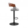  Benson Adjustable Gray Faux Leather and Walnut Wood Bar Stool with Black Base 02