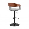  Benson Adjustable Gray Faux Leather and Walnut Wood Bar Stool with Black Base 04