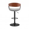  Benson Adjustable Gray Faux Leather and Walnut Wood Bar Stool with Black Base 05
