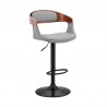  Benson Adjustable Gray Faux Leather and Walnut Wood Bar Stool with Black Base 03