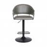 Armen Living Brody Adjustable Gray Faux Leather Swivel Barstool In Black Powder Coated Finish 002