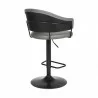 Armen Living Brody Adjustable Gray Faux Leather Swivel Barstool In Black Powder Coated Finish 004 - Armen Living Brody Adjustable Gray Faux Leather Swivel Barstool In Black Powder Coated Finish 004