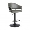 Armen Living Brody Adjustable Gray Faux Leather Swivel Barstool In Black Powder Coated Finish 001
