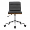Armen Living Bowie Mid-Century Office Chair In Chrome finish With Black Faux Leather And Walnut Veneer Back 01