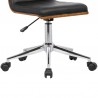 Armen Living Bowie Mid-Century Office Chair In Chrome finish With Black Faux Leather And Walnut Veneer Back 06