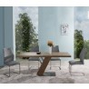 Bravo Contemporary Dining Chair in Gray Faux Leather and Brushed Stainless Steel Finish - Set of 2
