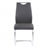 Bravo Contemporary Dining Chair In Grey Faux Leather and Brushed Stainless Steel Finish - Front