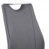 Bravo Contemporary Dining Chair In Grey Faux Leather and Brushed Stainless Steel Finish - Seat Back CLose-Up