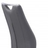 Bravo Contemporary Dining Chair In Grey Faux Leather and Brushed Stainless Steel Finish - Seat Back Close-Up