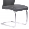 Bravo Contemporary Dining Chair In Grey Faux Leather and Brushed Stainless Steel Finish - Seat Leg Close-Up